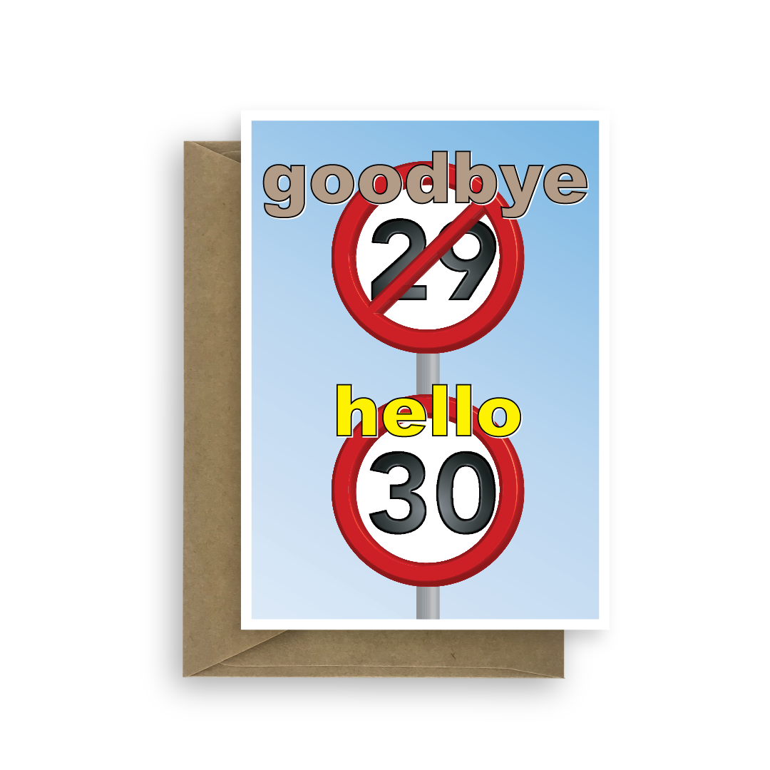 Funny 30th birthday card – speed sign | STU ART CONCEPTS