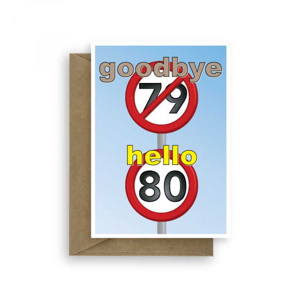 funny 80th birthday card for her or him speed sign bth135 card