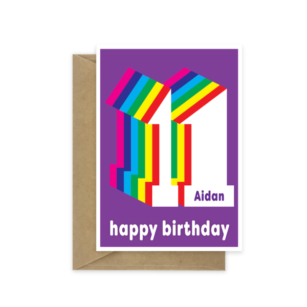 11th birthday card rainbow bth532