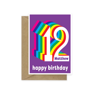 12th birthday card rainbow bth545