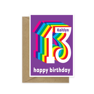 13th birthday card rainbow with name bth517