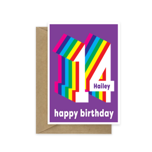 14th birthday card rainbow bth530