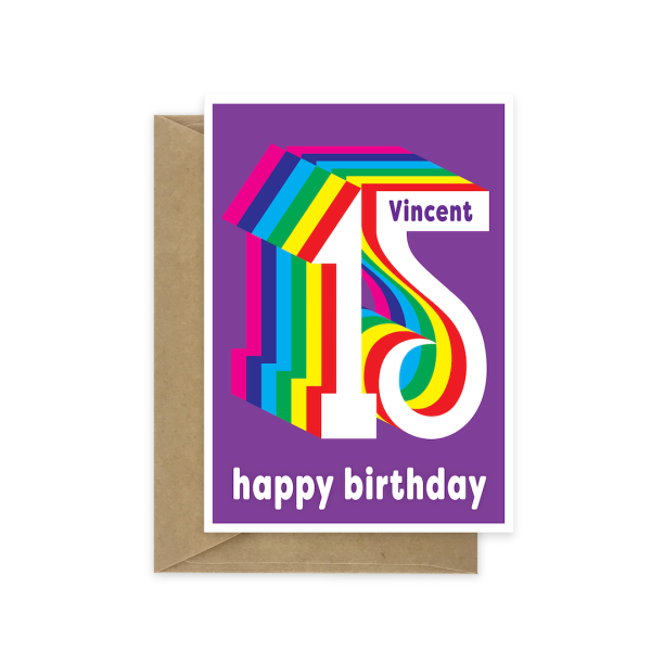 15th birthday card rainbow bth531