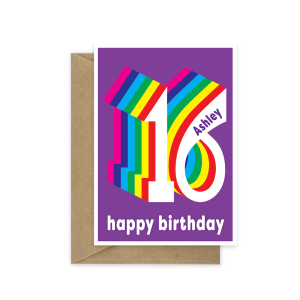 16th birthday card rainbow bth536