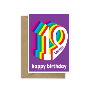 19th birthday card rainbow bth542