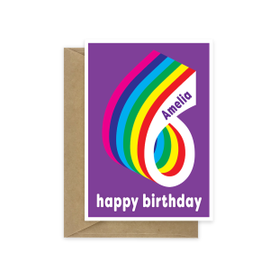 6th birthday card rainbow bth544