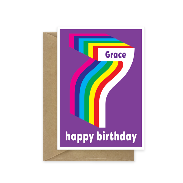 7th birthday card rainbow bth551