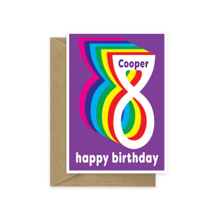 8th birthday card rainbow bth550