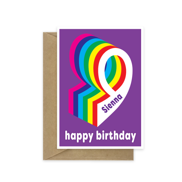 9th birthday card rainbow bth549