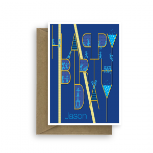 happy birthday card party letters blue bth080 card