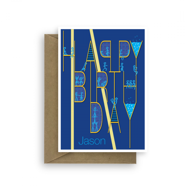 happy birthday card party letters blue bth080 card