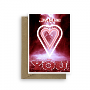 personalised name valentine card waterfall heart val021 card