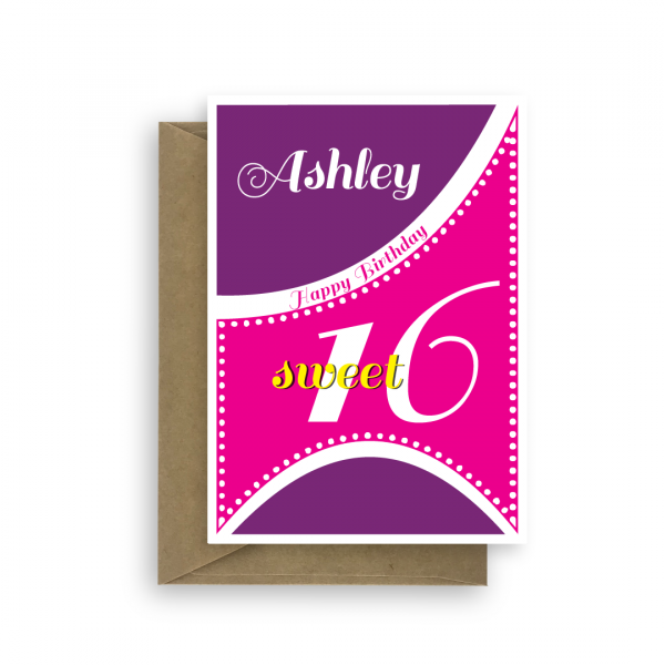 sweet 16 birthday card for her edit name bth154 card