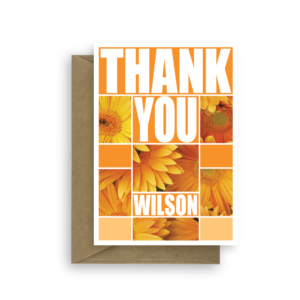 thank you card edit name orange flowers thk003 card