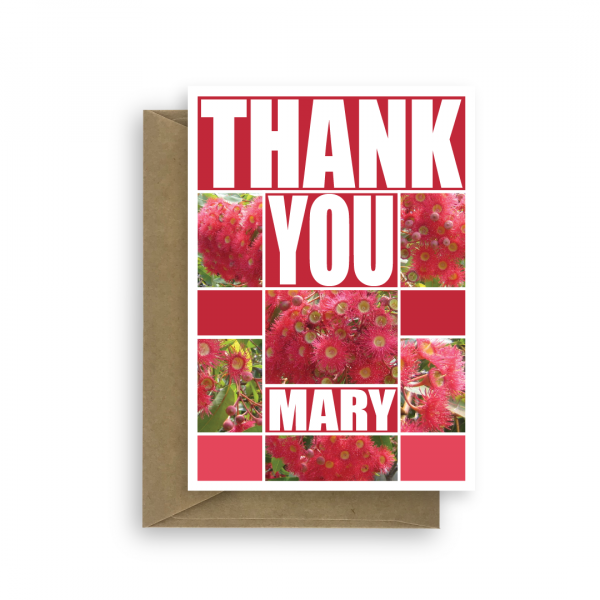 thank you card edit name red flowers thk004 card