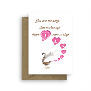 valentine card lyrebird I Love You val006 card