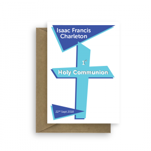 comtemporary first holy communion card for boy edit name cht025 card