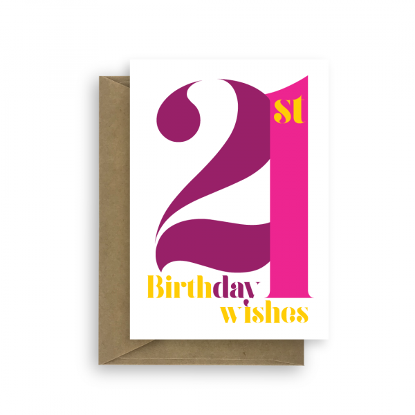 21st birthday wishes card for girl pink bth299 card