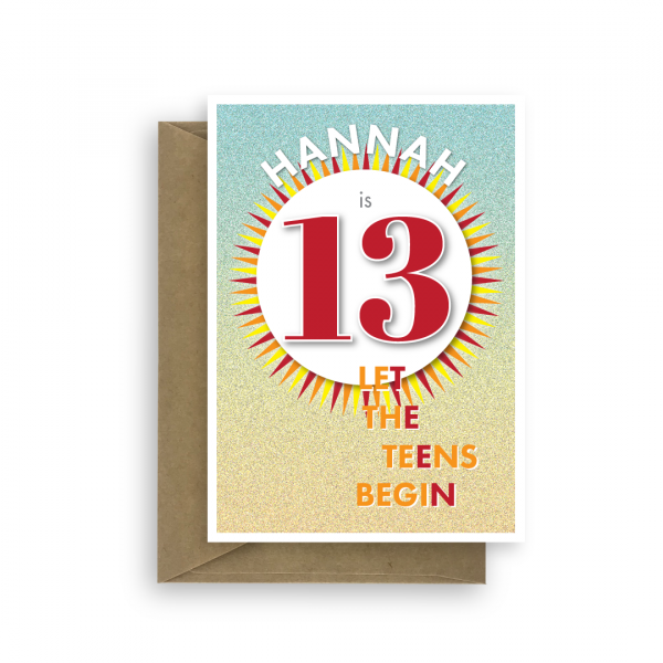 13th birthday card edit name for her him let the teens begin bth226 card