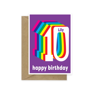 10th birthday card rainbow bth539