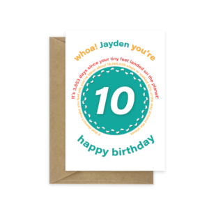 10th birthday card tiny feet bth493