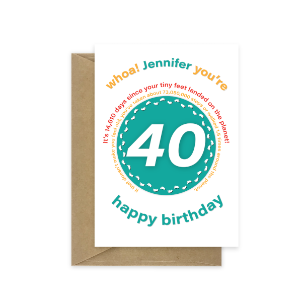 40th birthday card tiny feet statistics bth528