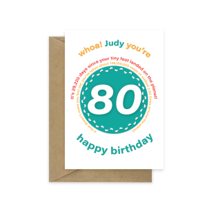 80th birthday card tiny feet statistics bth538