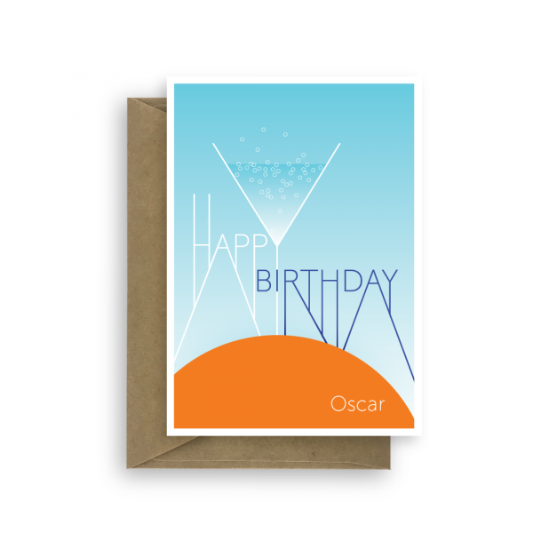 birthday card for him edit name aqua celebration bth264 card