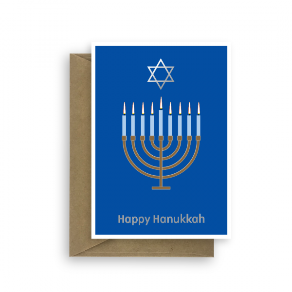 hanukkah card menorah candles david star han001 card