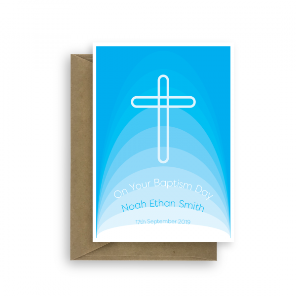 baptism card boy edit name gradient blue cross cht015b card