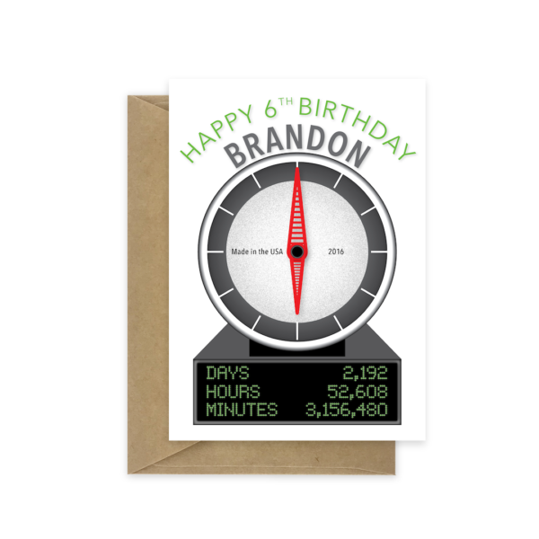 6th birthday card clock statistics bth520