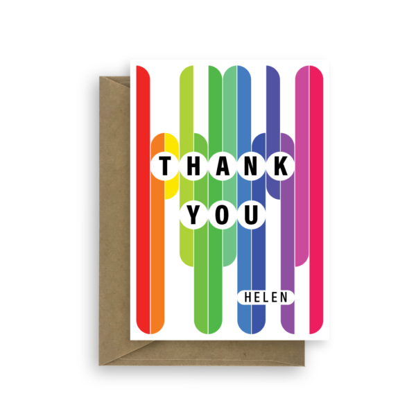 thank you card edit name rainbow thk008 card