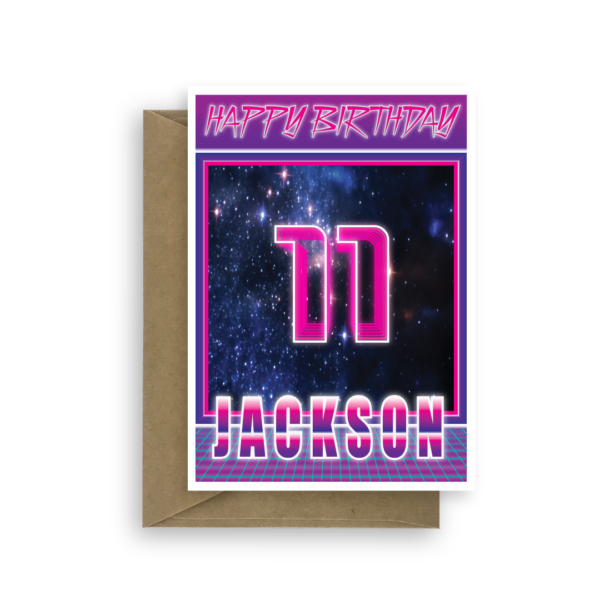 11th birthday card for boy synthwave bth342 card