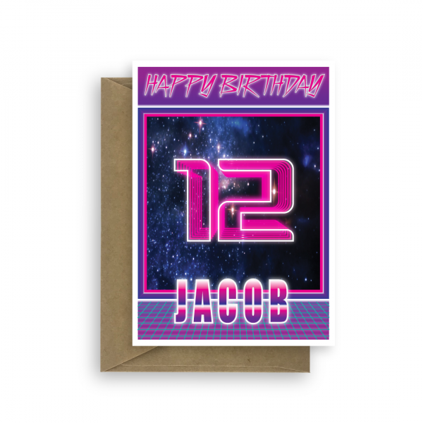 12th birthday card for boy synthwave bth343 card