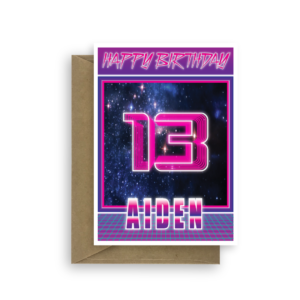 13th birthday card for boy synthwave bth344 card