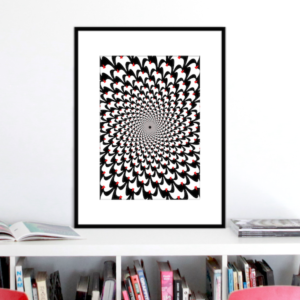 birds optical illusion print p0024 black frame