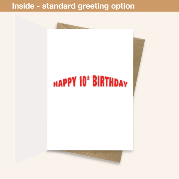 Standard greeting inside 10th birthday card rainbow tower bth506