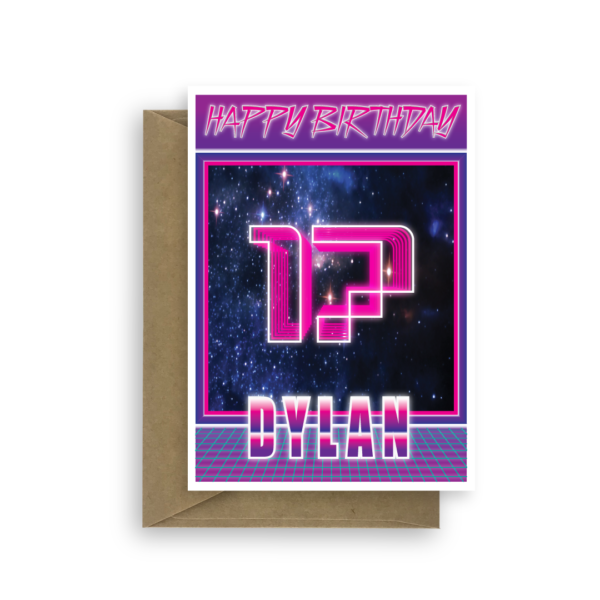 17th birthday card for boy synthwave bth348 card