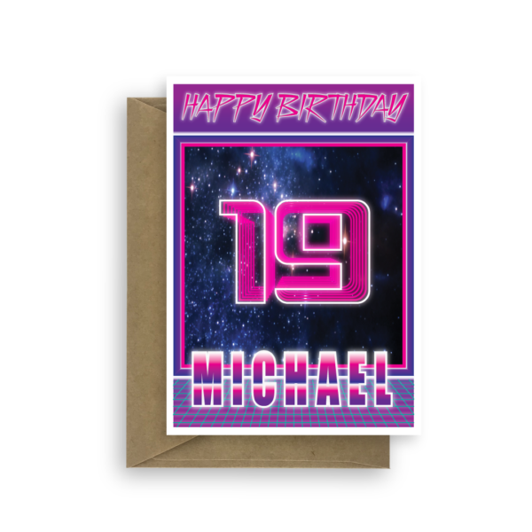 19th birthday card for boy synthwave bth350 card