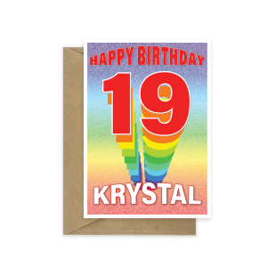19th birthday card rainbow tower name bth515