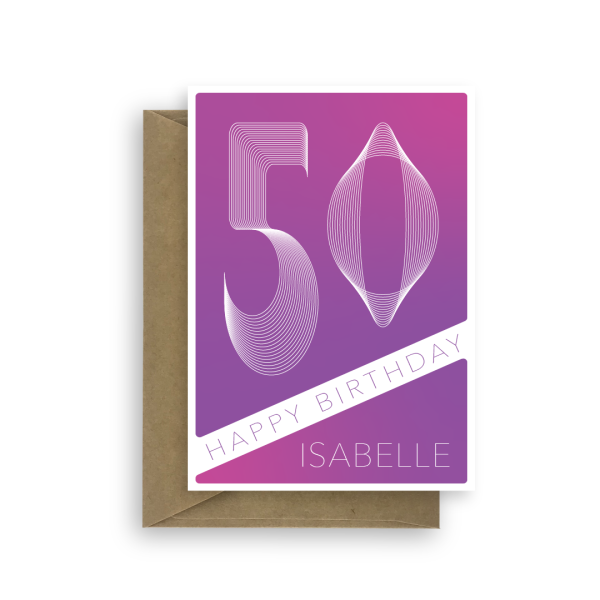 50th birthday card for her edit name purple blend bth382 card