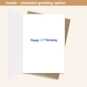 Standard greeting inside 25th birthday card bth364