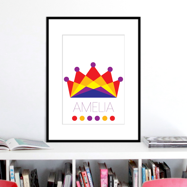 crown multicoloured name print stuartconcepts p0032 black frame