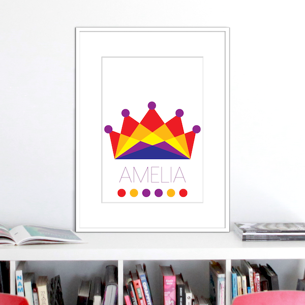 crown multicoloured name print stuartconcepts p0032 white frame