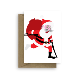 funny christmas card santa running on crutches chs044 card