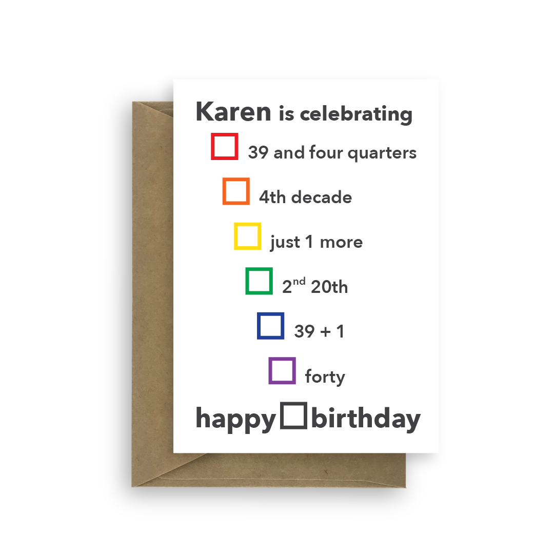 Funny 40th Birthday Card choices name | STU ART CONCEPTS