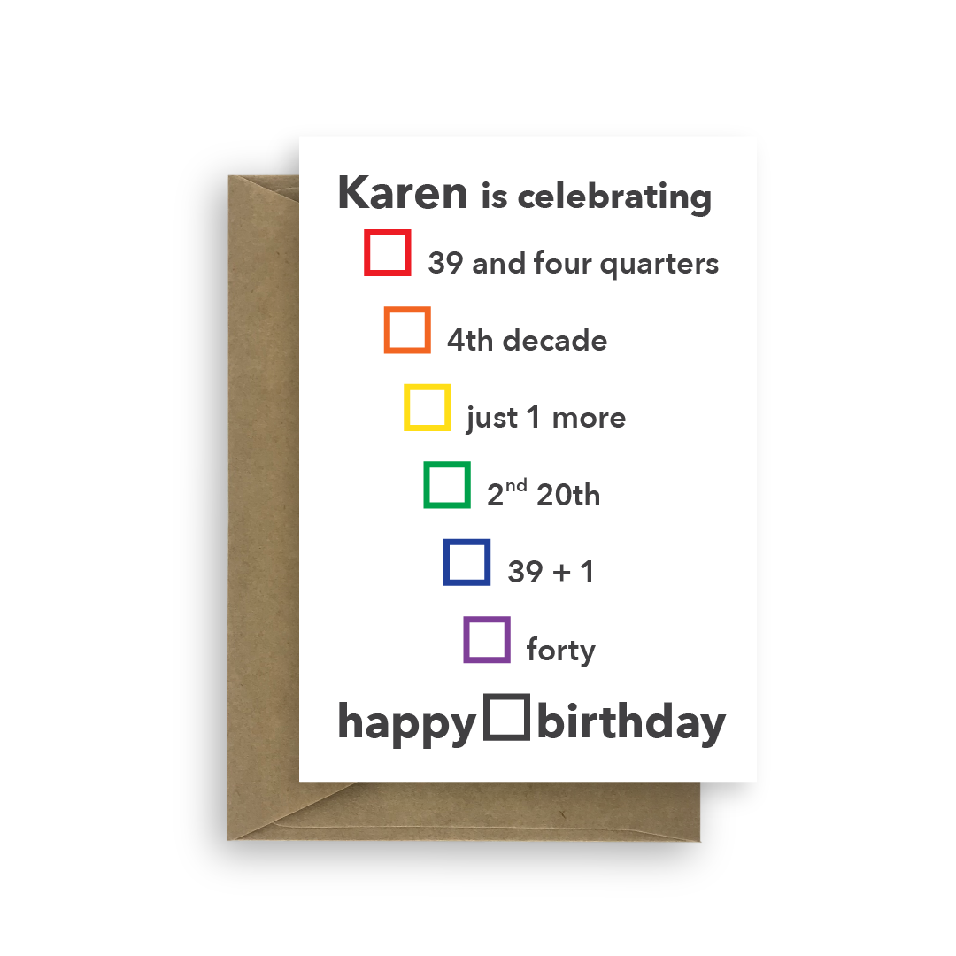 Funny 39th Birthday Card Personalised for Him or for Her 