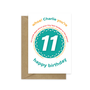 11th birthday card tiny feet statistics bth494