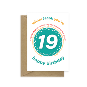 19th birthday card tiny feet statistics bth548