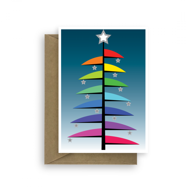 christmas card rainbow tree chs045 card